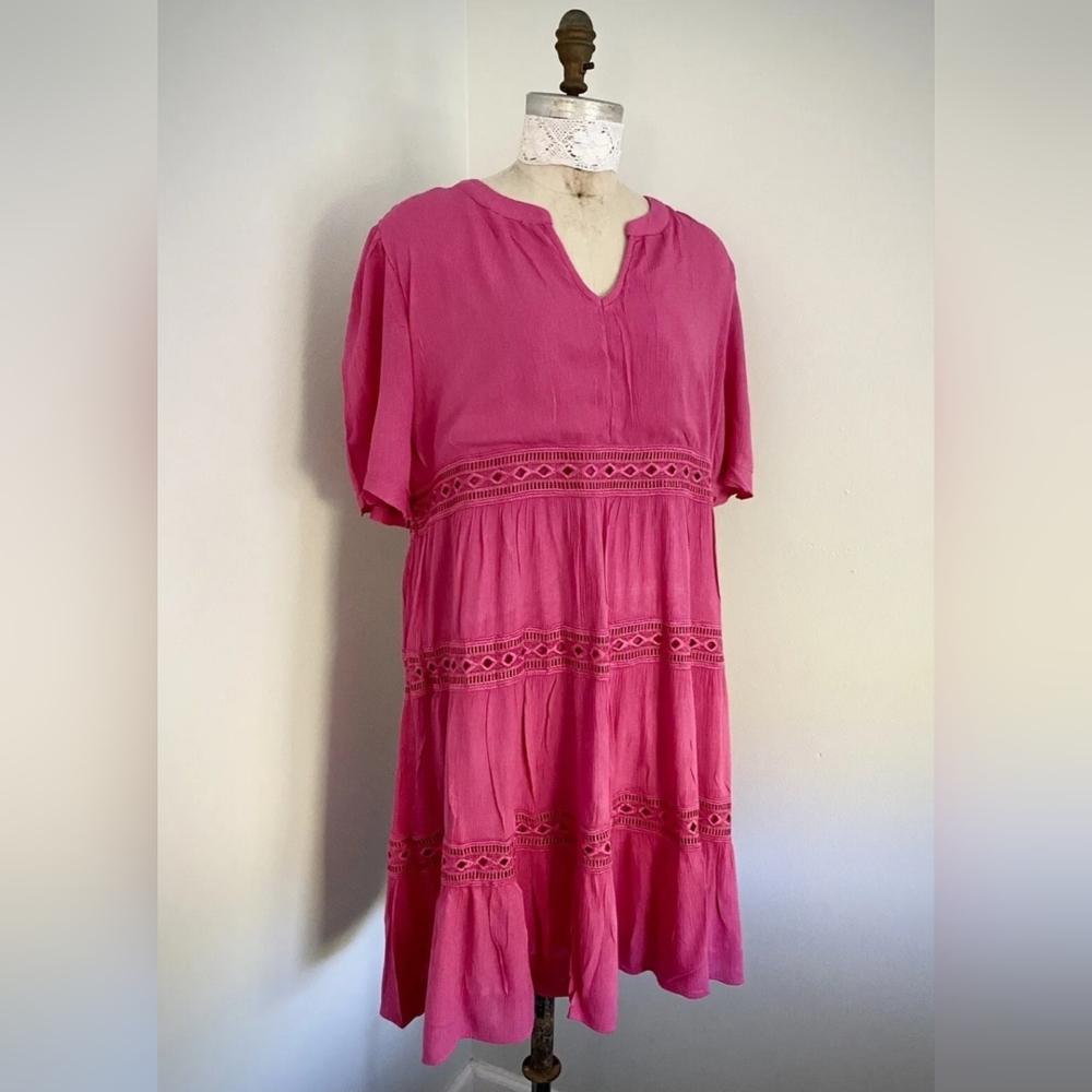 Kate & Sam Vibrant Barbie Pink Swing Dress SZ XXL